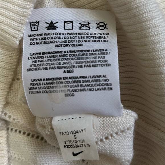 Women's Nike Golf Knit Short-Sleeve Wool-Blend Zip-Up Cardigan Cream Size Small - Picture 10 of 11